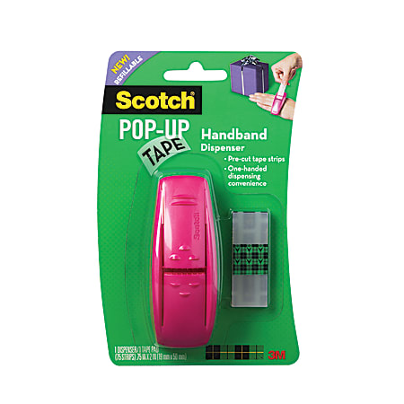 Scotch® Pop-Up Tape Handband Dispenser With Tape, Assorted Colors (No Color Choice)