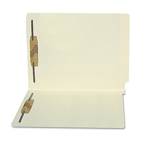 SJ Paper Paper-Cut/Water-Resistant 2-Fastener End-Tab Folders, Letter Size, 50% Recycled, Manila, Box Of 50