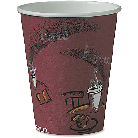 Solo Bistro Design Disposable Paper Cups - 50 / Pack - 20 / Carton - Maroon - Paper - Beverage, Hot Drink, Cold Drink, Coffee, Tea, Cocoa