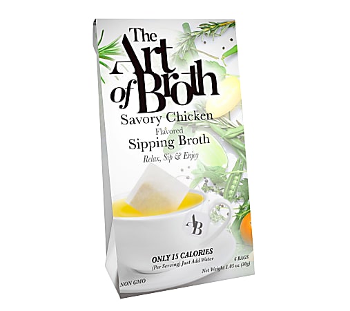 The Art of Broth Chicken Flavored Sipping Broth, Box Of 6 Bags