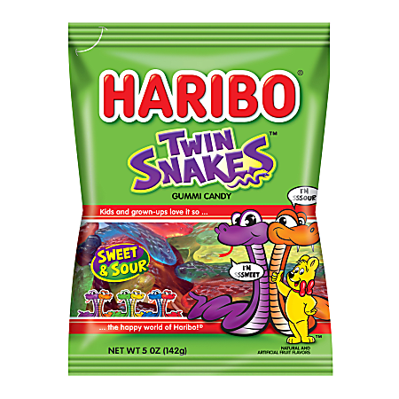 Haribo Twin Snakes, 5 Oz, Pack Of 12