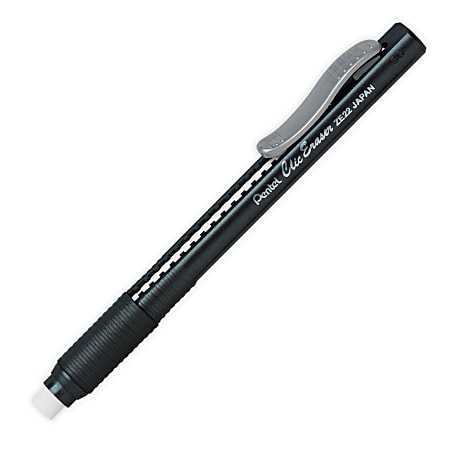 Pentel® Clic Erasers®, Black Barrel, Pack Of 12