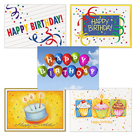 Custom Birthday Celebrations Postcard Greeting Cards, Assorted Designs, 6" x 4-1/4", Pack Of 100 Cards