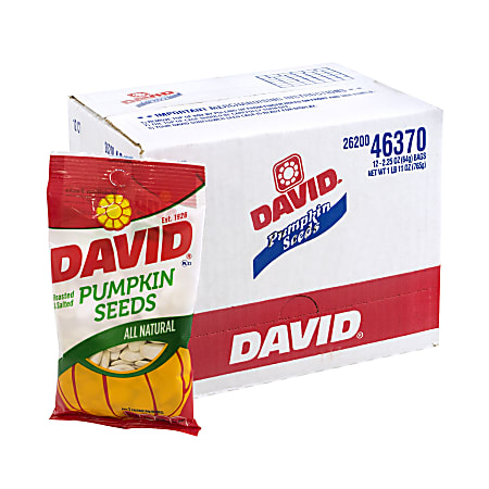 David Pumpkin Seeds, 2.25 oz, 12 Count