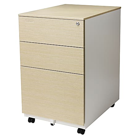 Aurora SOHO 24"D Vertical 3-Drawer Mobile File Cabinet, White/Light Wenge