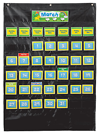 Carson-Dellosa Deluxe Calendar Pocket Chart, 25" x 35", Black, Grades Pre-K - 8