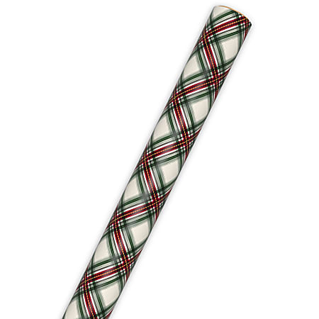 Hallmark Christmas Festive Red and Green Plaid Wrapping Paper Roll (35 sq. ft.)