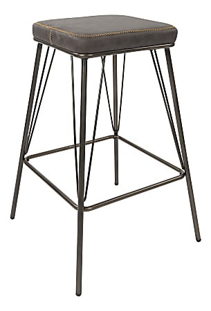 Ave Six Mayson 26"H Polyester Counter Stools, Charcoal/Gunmetal, Set Of 2 Stools