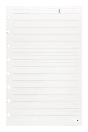 TUL® Discbound Refill Pages, Junior Size, Narrow Ruled, 50 Sheets, White
