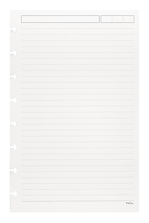 TUL® Discbound Refill Pages, Junior Size, Narrow Ruled, 50 Sheets, White