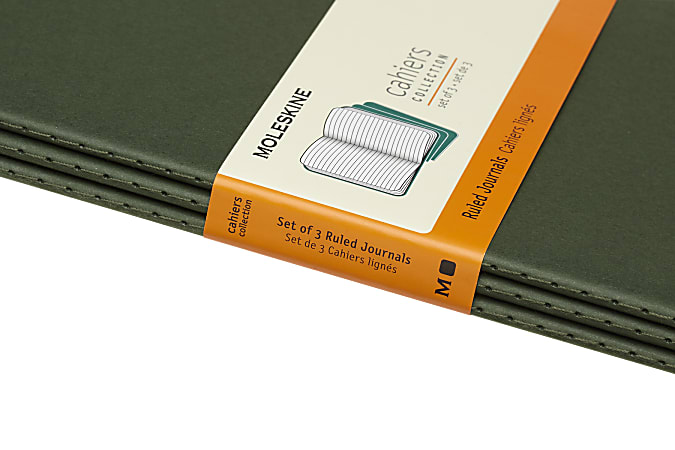 Moleskine Cahier Journals 5 x 8 14 Ruled 80 Pages Myrtle Green Pack Of 3  Journals - Office Depot