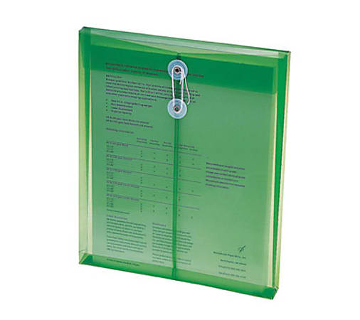 Smead® Poly Envelopes With String-Tie Closure, 1 1/4" Expansion, Letter Size, Green, Pack Of 5 Envelopes