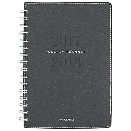 AT-A-GLANCE® Collection 13-Month Academic Weekly/Monthly Planner, 5 3/8" x 8 1/2", Heather Gray, July 2017 to July 2018