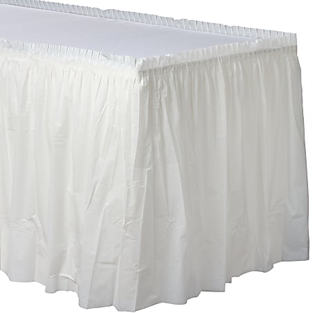 Amscan Plastic Table Skirts, Frosty White, 21’ x