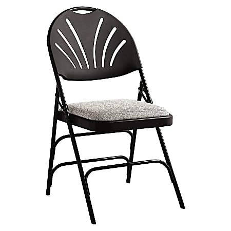 Samsonite® XL Fanback Folding Chairs, Fabric, Gray/Black, Set Of 4