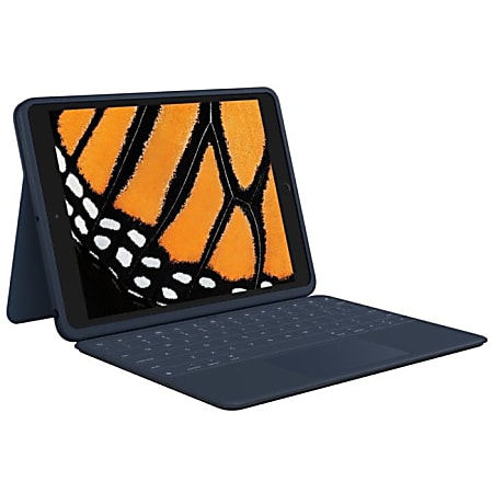 Logitech Rugged Combo 3 Touch Keyboard Case with Trackpad for iPad® (7th, 8th and 9th generation) - Blue (brown box) - Dirt Resistant, Drop Resistant, Pry Resistant - 1.2" Height x 7.5" Width x 10.2" Depth