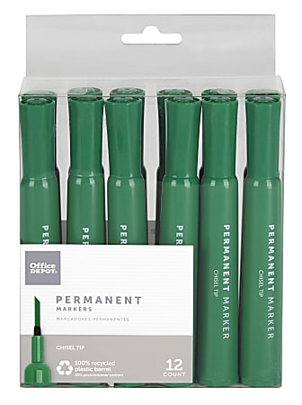 Office Depot Brand Permanent Markers Chisel Point 100 Recycled Green ...