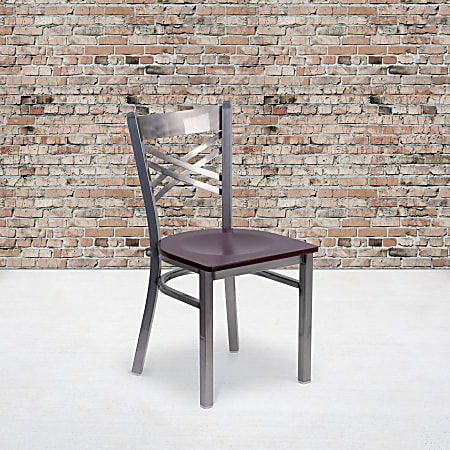 Flash Furniture X-Back Restaurant Accent Chair, Mahogany Seat/Clear Frame