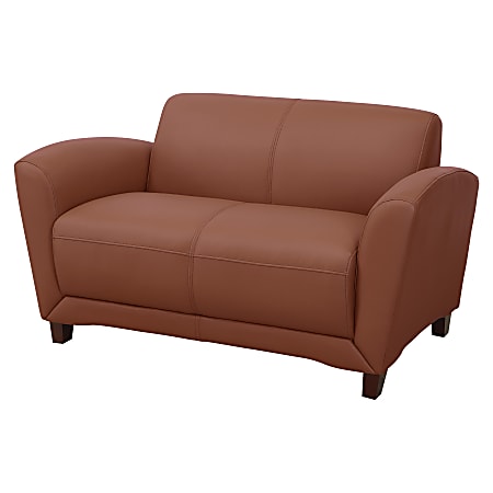 Lorell® Accession Bonded Leather Reception Loveseat, British Tan