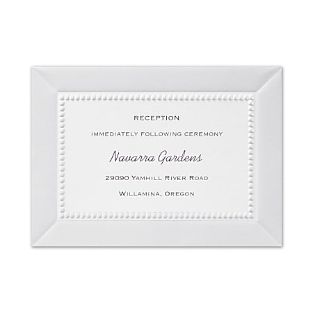 Custom Premium Wedding & Event Reception Cards, Adorned In Pearl, 4-7/8" x 3-1/2", Box Of 25 Cards