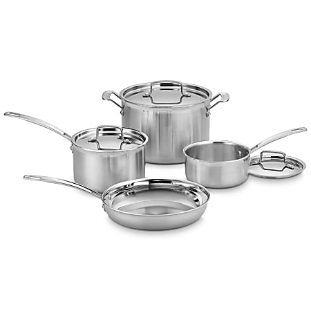 Cuisinart™ Triple Ply 7-Piece Cookware Set, Silver