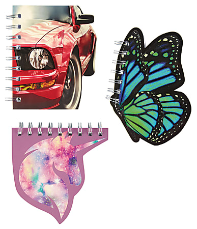 Office Depot® Die-Cut Notebook, 4" x 5", College Rule, 160 Pages (80 Sheets), Assorted Designs