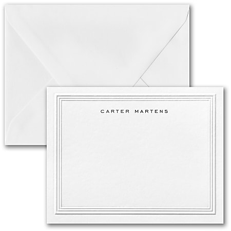 Custom Premium Stationery Flat Note Cards 5 12 x 4 14 Myriad Border Ecru  Ivory Box Of 25 Cards - Office Depot