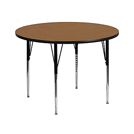 Flash Furniture 42" Round Activity Table With Standard Height-Adjustable Legs, Oak