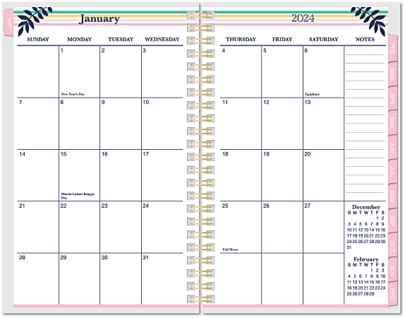 2024 Office Depot® Brand Weekly/Monthly Planner, 8-1/2 x 11”, Color Block,  January To December 2024