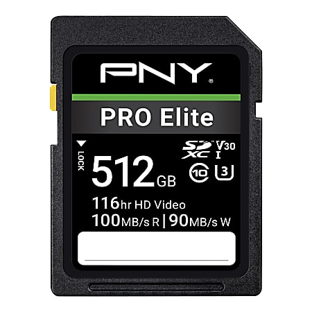 PNY PRO Elite Class 10 U3 V30 SD Flash Memory Card, 512GB