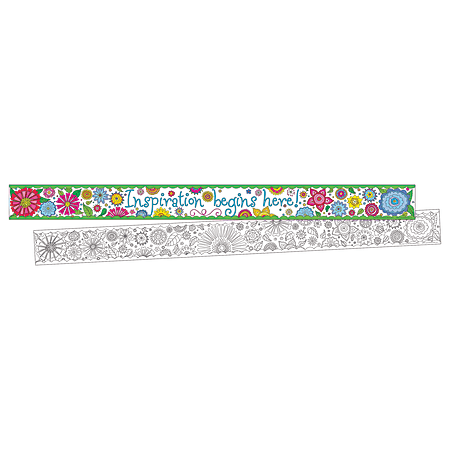 Barker Creek Double-Sided Border Strips, 3" x 35", Color Me In My Garden, Set Of 24