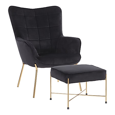 LumiSource Izzy Lounge Chair And Ottoman Set, Gold/Black