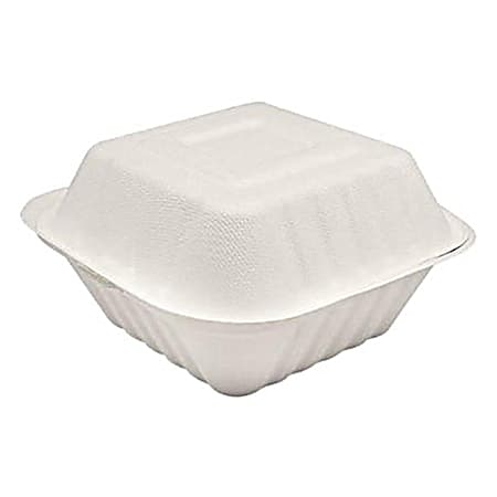 Karat Earth Bagasse Clamshell Food Containers, 6" x 6", Natural, Case Of 500 Clamshells