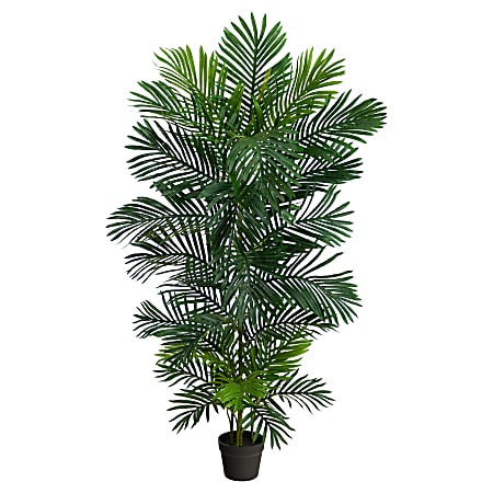 Nearly Natural Areca Palm 60”H Artificial Plant With Planter, 60”H x 16”W x 16”D, Green/Black