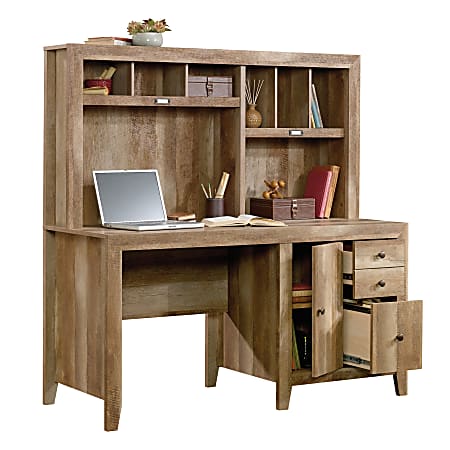 Sauder Dakota Pass Computer Desk With Hutch Craftsman Oak