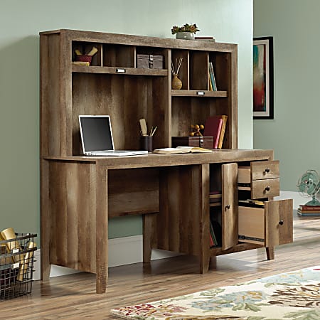 Sauder Dakota Pass Computer Desk With Hutch Craftsman Oak - Office