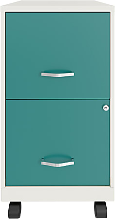 Realspace® SOHO Smart 18"D Vertical 2-Drawer Mobile File Cabinet, White/Teal