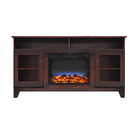 Cambridge® Savona Electric Fireplace With Entertainment Stand, Multicolor LED Flame Display, Mahogany