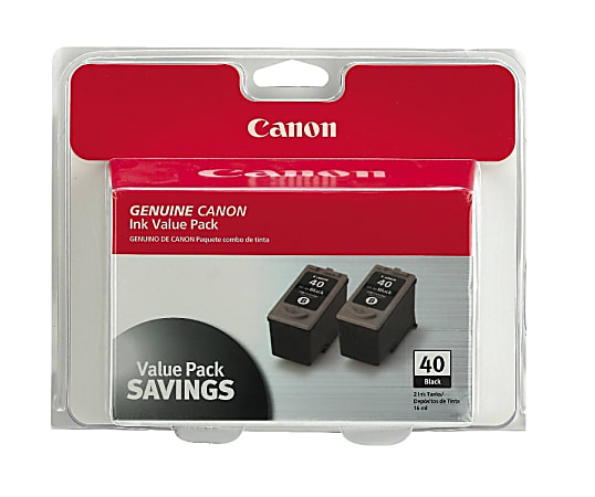 Canon® PG-40 ChromaLife 100 Black Ink Cartridges, Pack Of 2, 0615B013