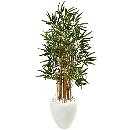 Nearly Natural Bamboo 48”H Artificial Tree With Oval Planter, 48”H x 28”W x 28”D, Green