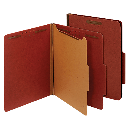 Globe-Weis® Pressboard Divider Classification Folders, Letter Size, Red, Box Of 10
