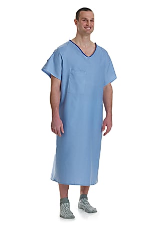 Medline Blue Collection IV Gowns, 3X, Solid Blue, Pack Of 12