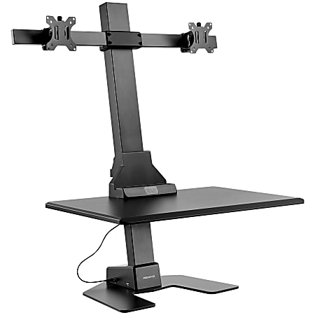 Mount-It! MI-7952 Electric Standing Desk Converter With Dual-Monitor Mount, Black