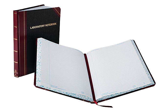 Boorum & Pease® Laboratory Notebook, 10 3/8" x 8 1/8", Record Ruled, 300 Sheets, Black/Burgundy