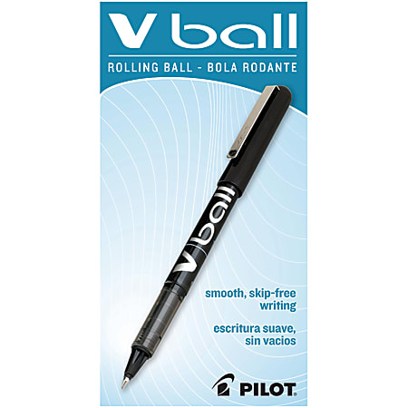 Pilot® VBall RT Liquid Ink Roller Ball Pen, Retractable, Extra-Fine 0.5 mm,  Black Ink, Black/White Barrel