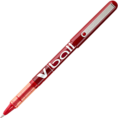 Pilot® V-Ball™ Liquid Ink Rollerball Pens, Extra Fine Point, 0.5 mm, Red Barrel, Red Ink, Pack Of 12 Pens