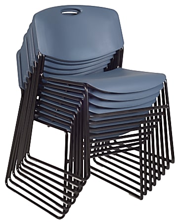 Regency Zeng Polyurethane Armless Stacking Chairs, Black/Blue, Pack Of 8 Chairs