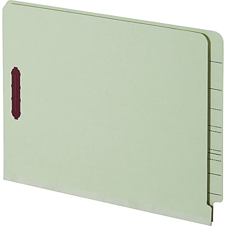 Pendaflex® End-Tab Pressboard Fastener Folders With 2 Fasteners, Letter Size, Light Green, Box Of 25 Folders
