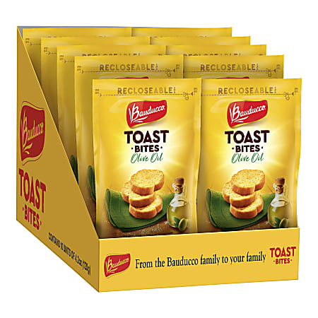 Bauducco Foods Olive Oil Toast Bites, 4.2 Oz, Pack Of 10 Bags