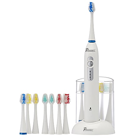 Pursonic S430 15-Piece Electric Sonic Toothbrush, 8"H x 3"W x 2"D, White